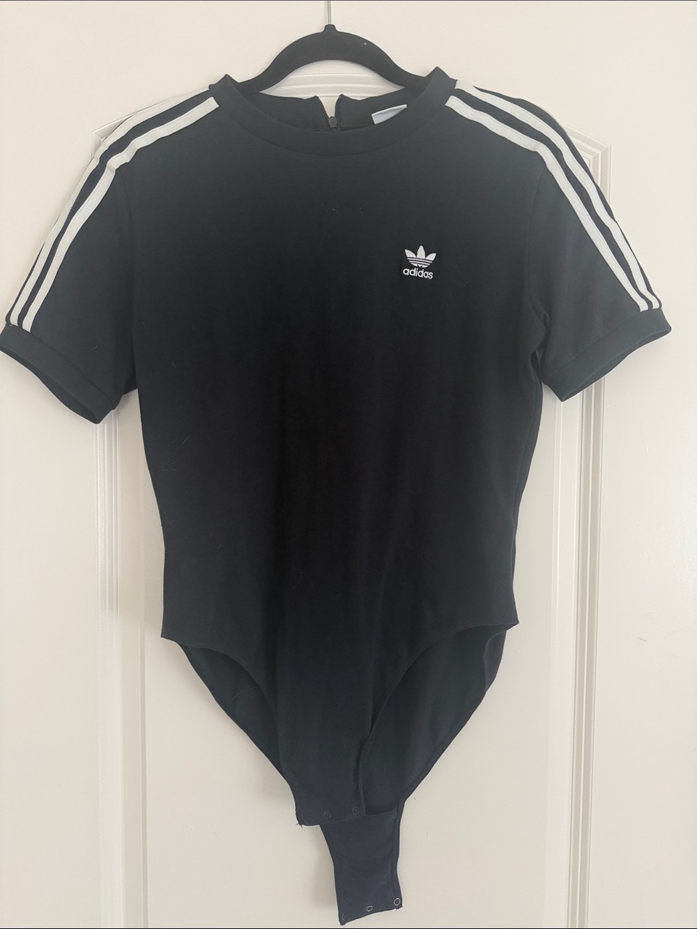 adidas Black and White Three-Stripe Bodysuit